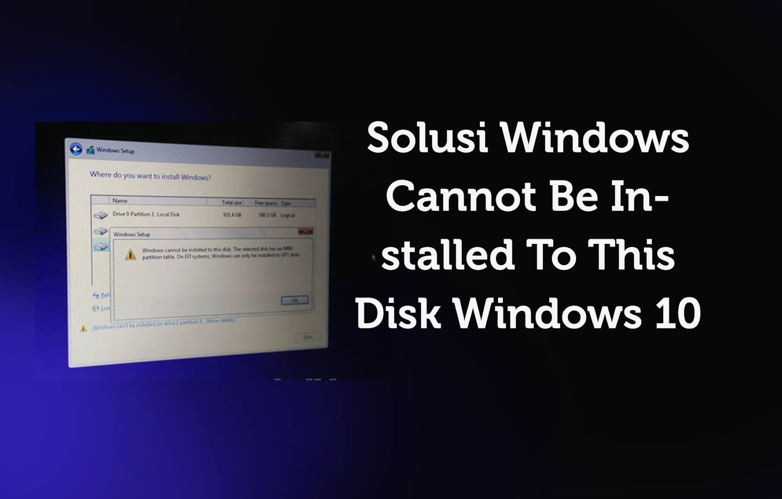 solusi windows 10 tidak bisa diinstal